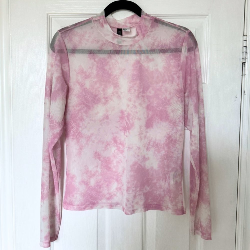 H&M Pink Tie Dye Mesh Long Sleeve | Size L